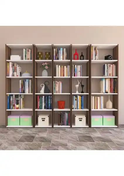 Nur Mobilya 5'li Kitaplık Çevre Dostu Malzemelerle Modern Tasarım