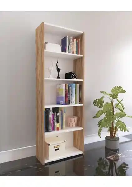 Nur Mobilya Melisa 5 Raflı Kitaplık: Modern ve Fonksiyonel Tasarım ile Dekorasyonunuza Şıklık Katın