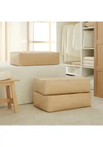 Ocean Home Textile 3'lü Bej Balıksırtı Hurç Seti Ev Düzenleme ve Saklama Çözümleri