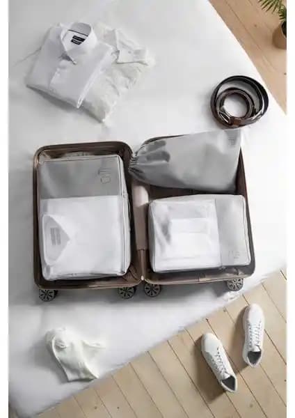 Ocean Home Textile 3'lü Gri Valiz Düzenleyici Seti Seyahat ve Ev Düzeni İçin Pratik Çözüm