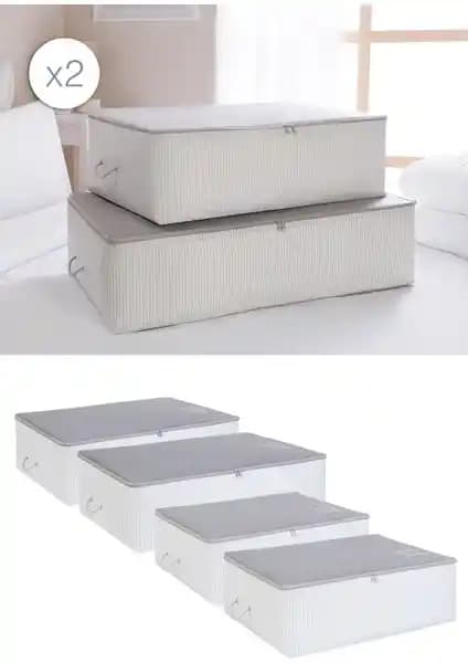 Ocean Home Textile 4'lü Hurç Seti Gri ile Evinizi Düzenleyin ve Saklama Kolaylığı Sağlayın