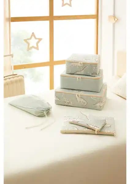 Ocean Home Textile 6'lı Dinozor Valiz Düzenleyici Seti Çocuk Odası ve Seyahat İçin İdeal
