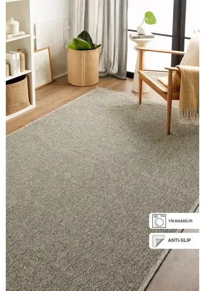 Ocean Home Textile Yıkanabilir Saçaklı Gri Halı Kilim Modern ve Dayanıklı Tasarım