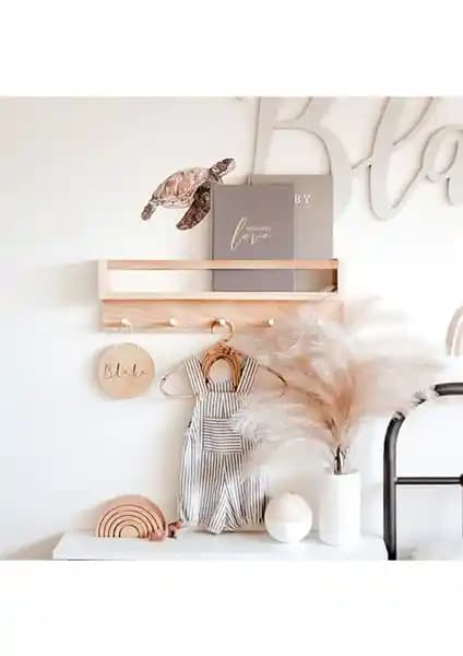 Olcay Aksesuar Doğal Ahşap Montessori Kitaplık Çocuk ve Bebek Odaları İçin Fonksiyonel ve Estetik Çözüm