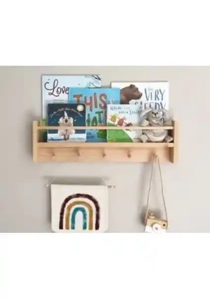 Olcay Aksesuar Doğal Ahşap Montessori Kitaplık Çocuk ve Bebek Odaları İçin Şık ve Kullanışlı