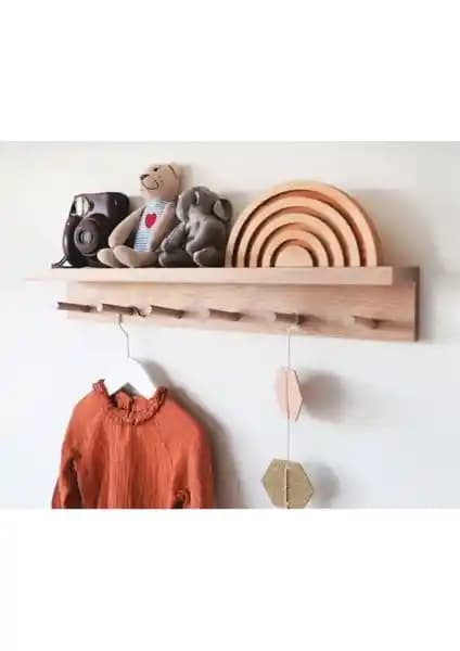 Olcay Aksesuar Doğal Ahşap Montessori Kitaplık ve Duvar Rafı Çocuk Odası İçin Şık ve Dayanıklı Tasarım