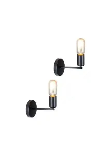 Ömür Avize Pasifik Modern Retro Rustik Siyah Aplik 2'li Ev ve İş Yeri Dekorasyonu