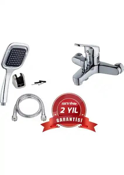 On2 Banyo Bataryası ve Kare Siyah Duş Başlığı ile Modern ve Dayanıklı Banyo Çözümü