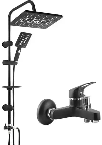 On2 Siyah Lüks Duş Seti ve Banyo Bataryası Modern Tasarım ve Dayanıklılık