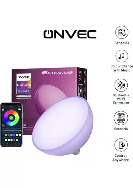 Onvec Bowl LED Wi-Fi BLE Akıllı Aydınlatma Çözümü Modern ve Şık Tasarım