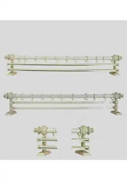 Orlenda Ahşap Başlıklı Alüminyum Rustik Perde Askısı Çift Raylı - Estetik ve Dayanıklı Tasarım