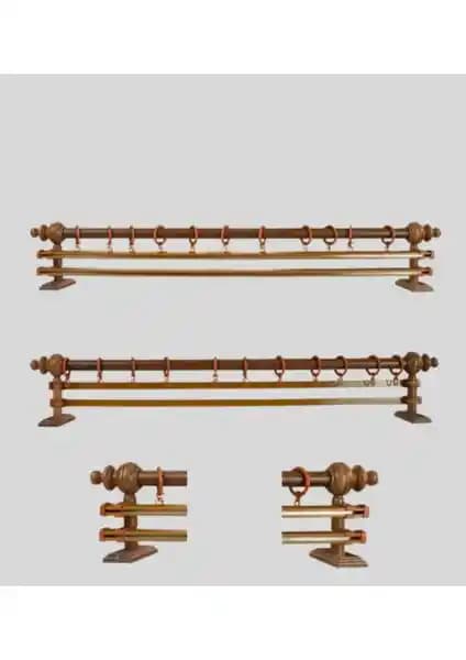 Orlenda Ahşap Başlıklı Rustik Perde Askısı Çift Raylı Modern Tasarım