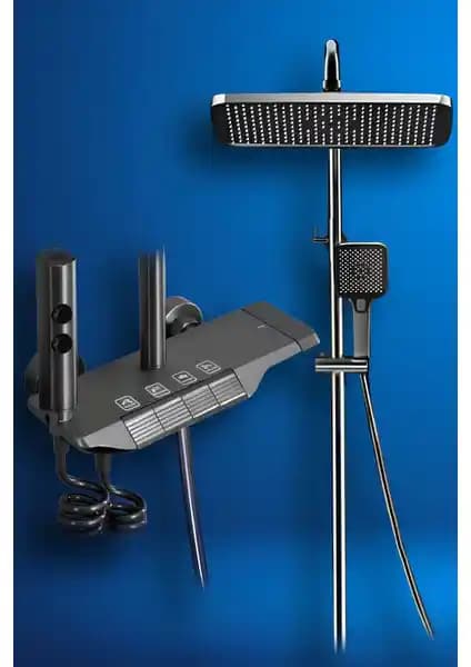 Oxy Aqua Piyano 5 Fonksiyonlu Siyah Robot Duş Seti Modern ve Dayanıklı Banyo Çözümü