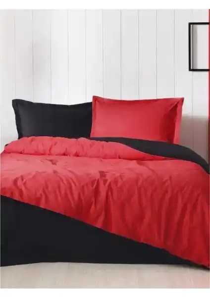 Özdilek Colormix Düz Tek Kişilik Nevresim Takımı Kırmızı Siyah Modern ve Şık Tasarım