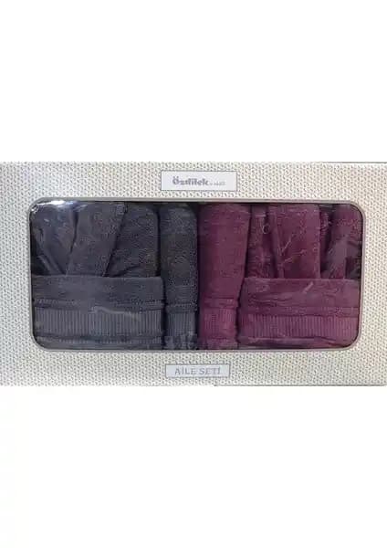 Özdilek Colourist Aile Bornoz Seti Antrasit ve Pembe Renk Seçenekleriyle Şık ve Fonksiyonel