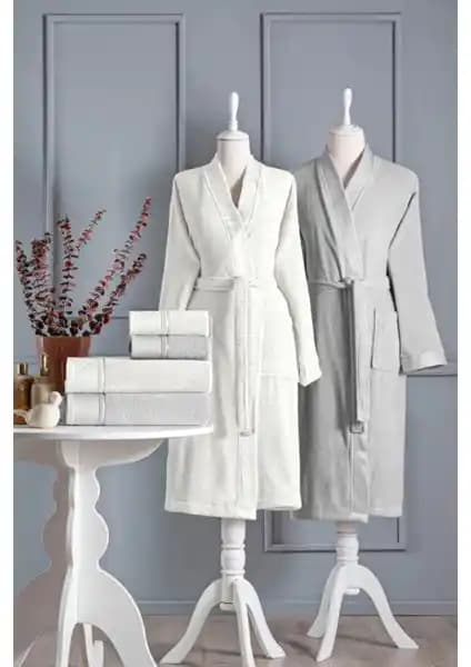 Özdilek Ditsy Krem Gri Aile Banyo Seti 6096 - Konfor ve Şıklık Bir Arada