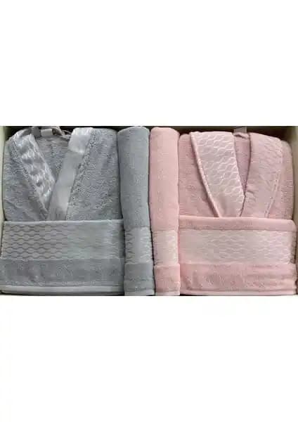 Özdilek Elissa Aile Bornoz Seti Gri Pudra - Konfor ve Estetiğin Modern Buluşması