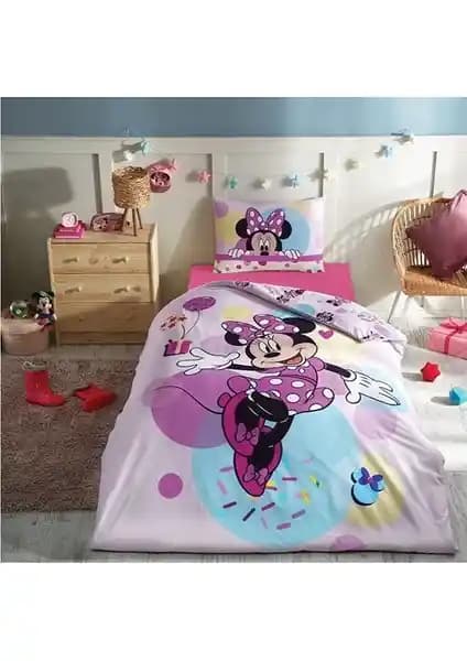 Özdilek Minnie Mouse Happy Tek Kişilik Çocuk Nevresim Takımı Renkli ve Dayanıklı Tasarım