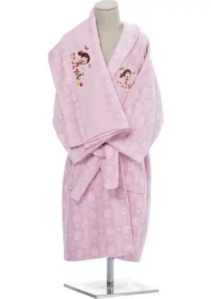 Özdilek Niloya Heart Pembe Çocuk Havlu Bornoz Seti 7-8 Yaş Konfor ve Şıklık Sunar