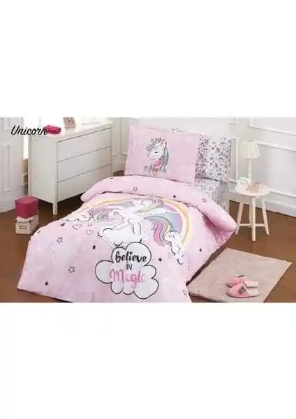 Özdilek Unicorn Tek Kişilik Nevresim Takımı Pembe Renkli ve Yüksek Kalite Tasarım