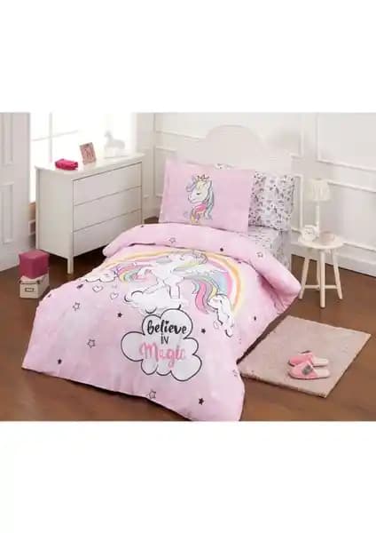 Özdilek Unicorn Tek Kişilik Ranforce Nevresim Takımı Pembe Renkli ve Dayanıklı