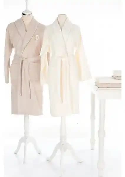 Özdilek Wedding Aile Bornoz Seti Krem Taş Renkli Şık ve Konforlu Tasarım