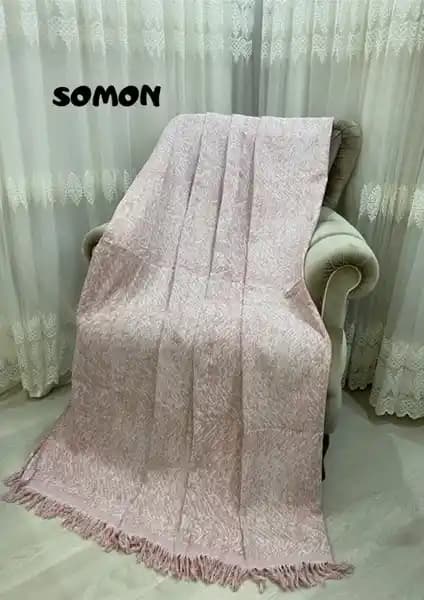 Özlü Home Lüks Pamuklu Koltuk Örtüsü Somon Renkli Dayanıklı ve Şık Tasarım