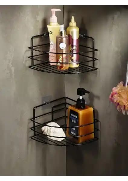 Paslanmaz Banyo Köşeliği Düzenleyici Şampuanlık Duş Rafı Modern ve Dayanıklı Tasarım