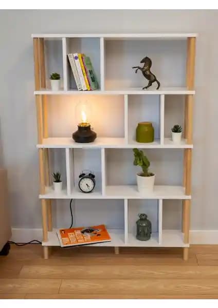 Peka 5 Raflı Modern Dekoratif Kitaplık: Şıklık ve İşlevselliğin Birleşimi