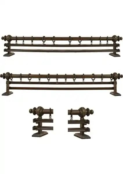 Perdejim Ceviz Çift Raylı Ahşap Rustik Perde Askısı: Dayanıklı ve Şık Tasarım