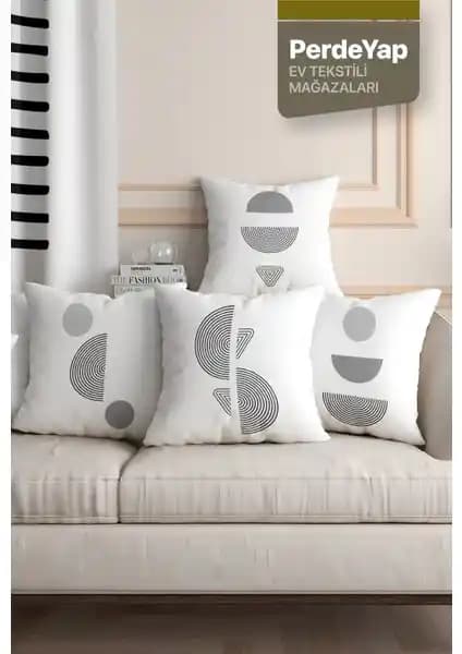 PerdeYap Geometrik Desenli Dijital Baskılı Kırlent Kılıfı Modern ve Dayanıklı Tasarım