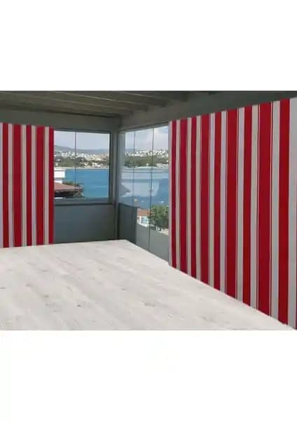 Perhal Kırmızı Beyaz Çizgili Balkon Perdesi: Estetik ve Fonksiyonellik Sunan Dayıklı Dış Mekan Perdesi
