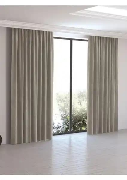Perle Home Taş Rengi Ada Fon Perde Modern ve Şık İç Mekan Dekorasyonu İçin Uygun