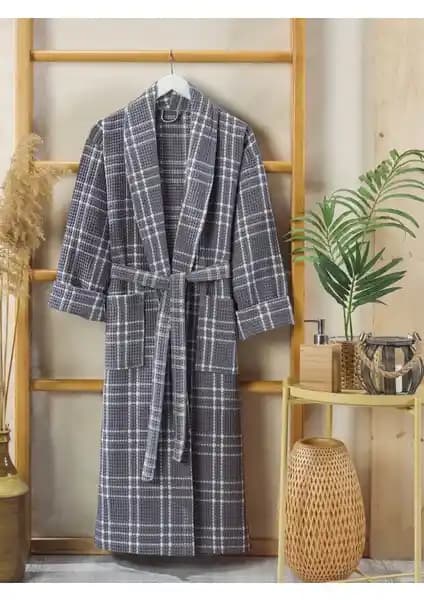 Philippus Erkek Yazlık Pike Ekose Şal Yaka Bornoz Gri – Konfor ve Şıklık Sunan Modern Tasarım