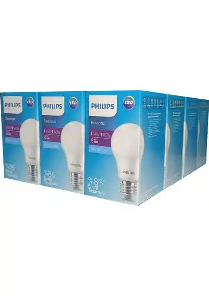 Philips 12'li 8W Beyaz Işık LED Ampul Enerji Tasarrufu ve Uzun Ömür Sağlayan Çözüm