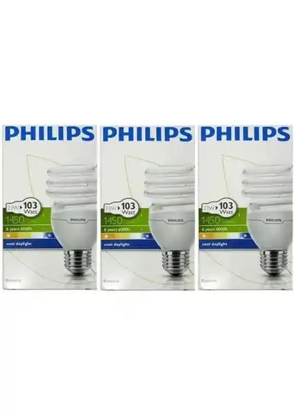 Philips Econtwister 23W E27 Duy Cool Daylight Ampuller Üçlü Paket Enerji Tasarruflu Aydınlatma Çözümü