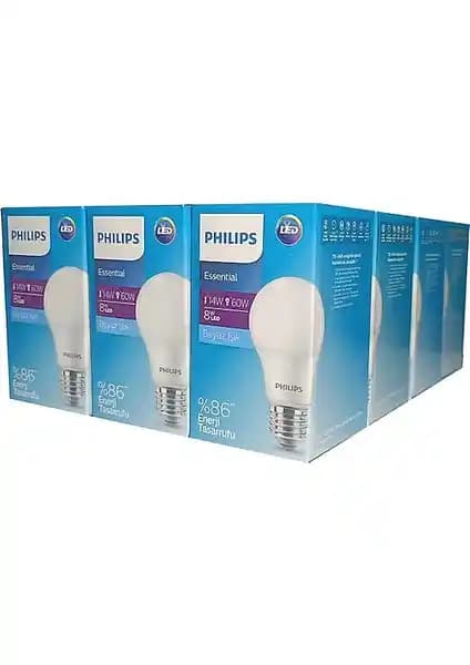 Philips ESS LED Ampul 8-60W E27 Duy Beyaz Işık Enerji Verimli ve Uzun Ömürlü Aydınlatma Çözümü