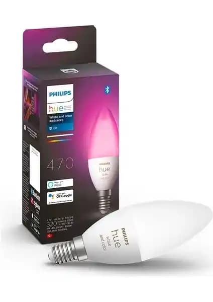 Philips HueWCA 5.3W E14 Renkli Akıllı Ampul B39 ile Modern ve Enerji Verimli Aydınlatma Çözümü