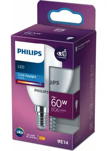 Philips LED Ampul 60W E14 İnce Duy Beyaz Işık: Enerji Verimli ve Estetik Aydınlatma Çözümü