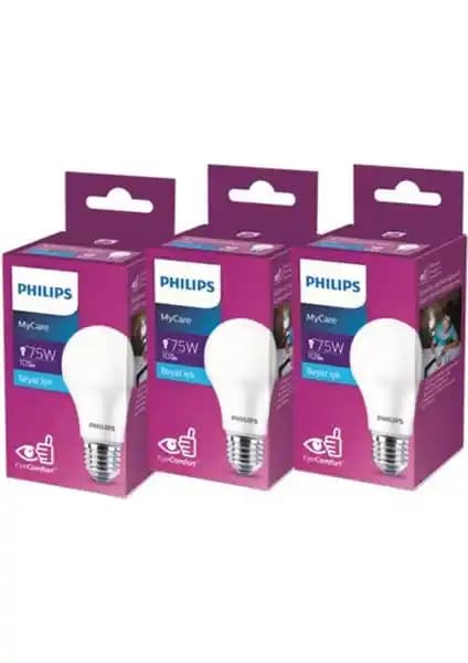 Philips Ledbulb 10-75W 1055LM E27 Yeni Nesil Üçlü Ampul, Modern ve Ekonomik Aydınlatma Çözümü