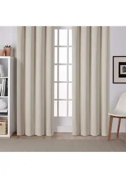 Pierre Cardin Atlas Saten Güneşlik Perde Krem Renkli Şık ve Kolay Kullanımlı Tasarım