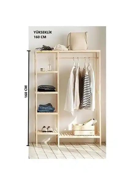 Pinoxi Ahşap Açık Gardrop: Doğal Malzeme ile Şık ve Fonksiyonel Tasarım
