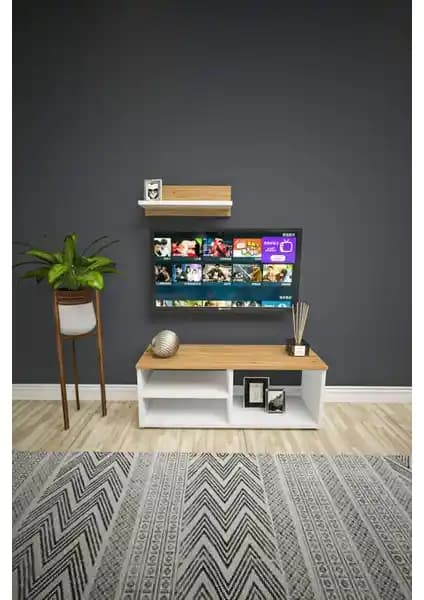 Pratico Tiny Tek Raflı 3 Gözlü Sonomo Beyaz TV Ünitesi: Modern ve Fonksiyonel Tasarım