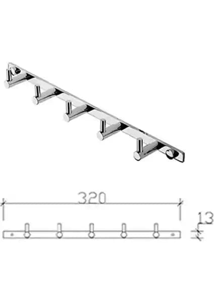 Prima 5'li Askılık Seti Modern ve Dayanıklı Banyo Aksesuarı