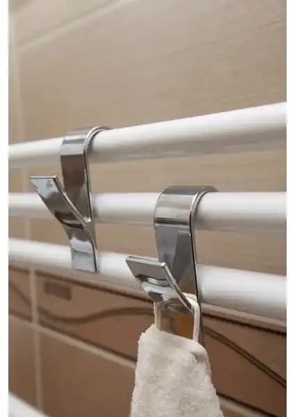 Primanova Havlupan Askılığı Krom Kaplama Plastik 4'lü Modern Banyo Aksesuarı