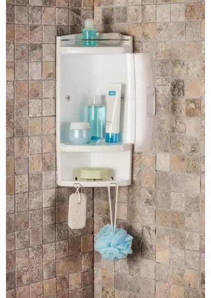 Primanova Kapaklı Köşe Rafı Natürel M-S05-16 Şık ve Fonksiyonel Depolama Çözümü