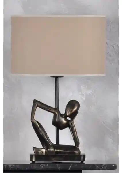 Qdec Modern Dizayn İnsan Abajur Gold Bej ile Şık ve Fonksiyonel İç Mekan Aydınlatması