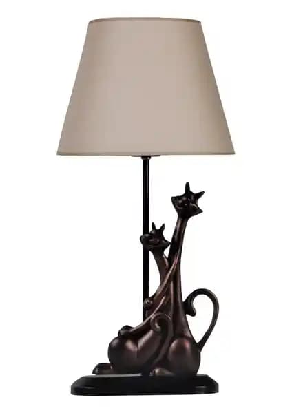 Qdec Modern Dizayn Kedi Abajur Bakır Bej Şık ve Fonksiyonel İç Mekan Aydınlatma Çözümü