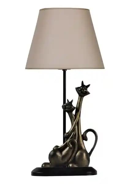 Qdec Modern Kedi Abajur Gold Bej: Şık ve Fonksiyonel Modern Aydınlatma Çözümü