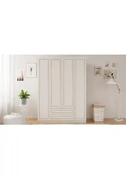 Rabi Mobilya Gold Country 4 Kapak 2 Çekmeceli Gardırop Modern ve Dayanıklı Tasarım